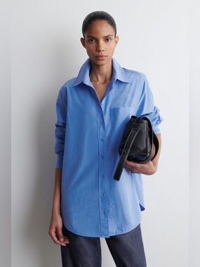 COS tailored cotton button up shirt in blue